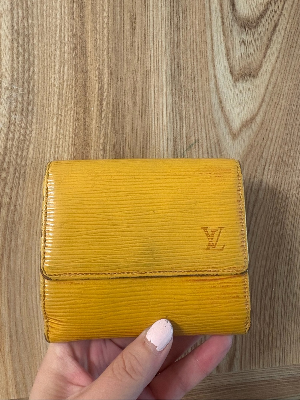 Auth Louis Vuitton EPi yellow compact wallet